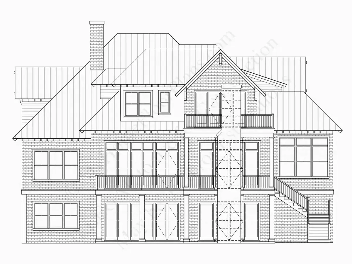 Fasadai 31 – Dviejų aukštų namo projektas + rūsiu 630 m²: 6 Miegamieji, 6 Vonios, Atvira virtuvė, Garažas — 59624R