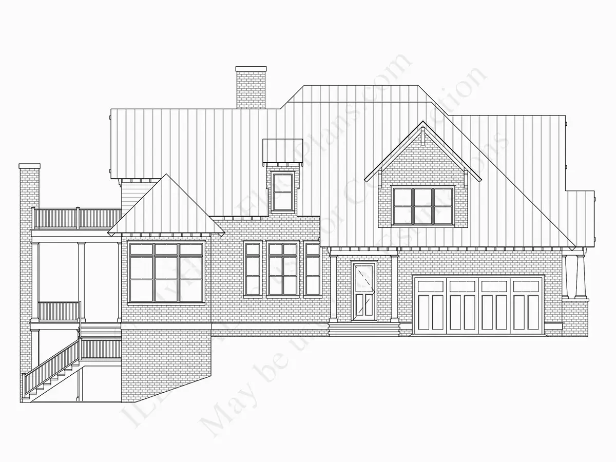 Fasadai 29 – Dviejų aukštų namo projektas + rūsiu 630 m²: 6 Miegamieji, 6 Vonios, Atvira virtuvė, Garažas — 59624R