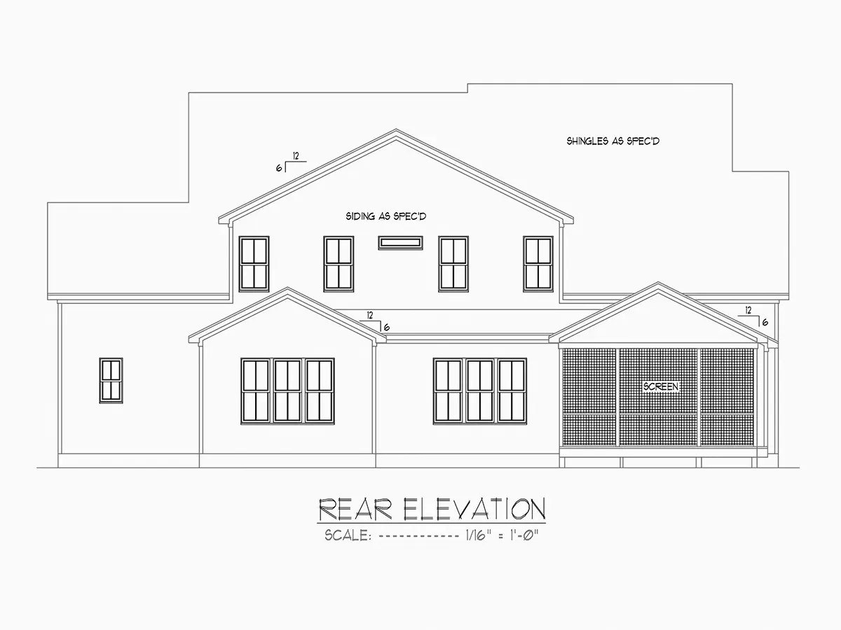Fasadai 7 – Dviejų aukštų namo projektas 384 m²: 4 Miegamieji, Darbo kambarys, 5 Vonios, Atvira virtuvė, Garažas — 50641R