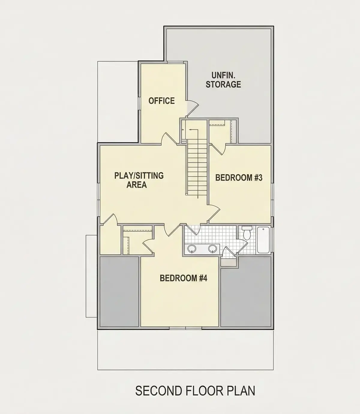 Antras Aukštas 12 – Namo projektas su mansarda 292 m²: 4 Miegamieji, Darbo kambarys, 3 Vonios, Atvira virtuvė, be Garažo — 57107R