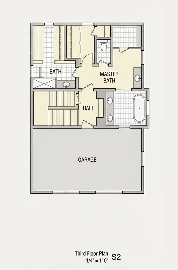 Trečias Aukštas 8 – Trijų aukštų namo projektas 251 m²: 5 Miegamieji, Darbo kambarys, 4 Vonios, Atvira virtuvė, be Garažo — 24322R
