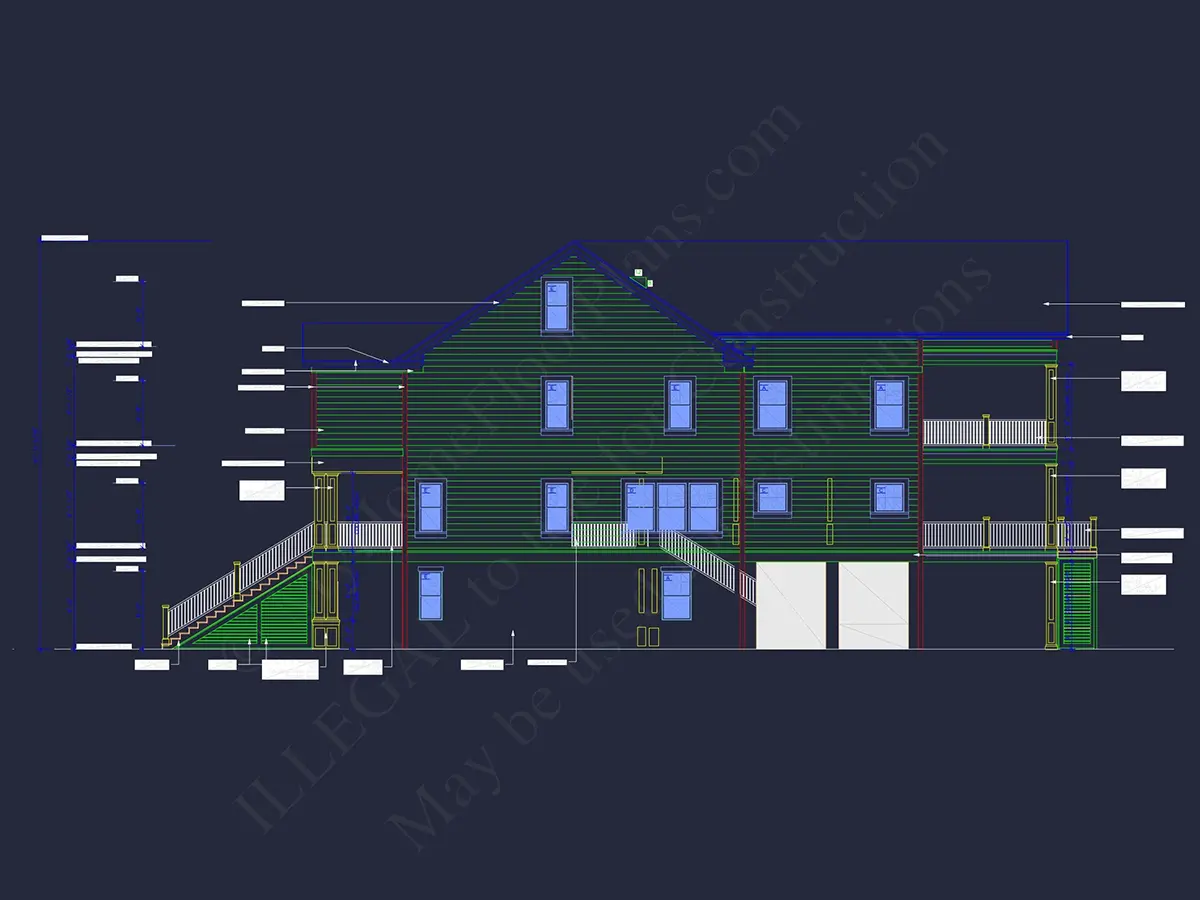 Fasadai 21 – Trijų aukštų namo projektas 372 m²: 3 Miegamieji, 5 Vonios, Atvira virtuvė, Garažas — 58990R
