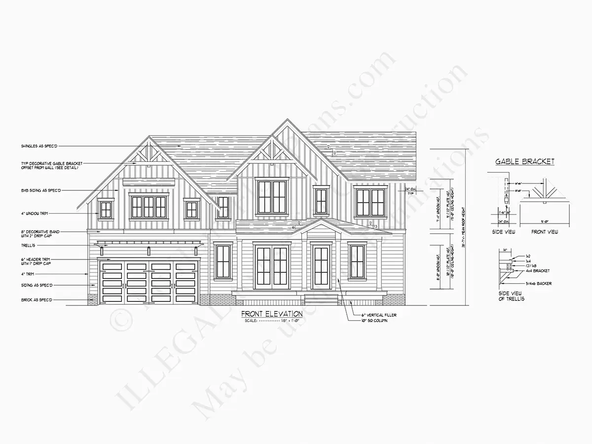 Fasadai 18 – Dviejų aukštų namo projektas 293 m²: 3 Miegamieji, Darbo kambarys, 4 Vonios, Atvira virtuvė, Garažas — 21252R