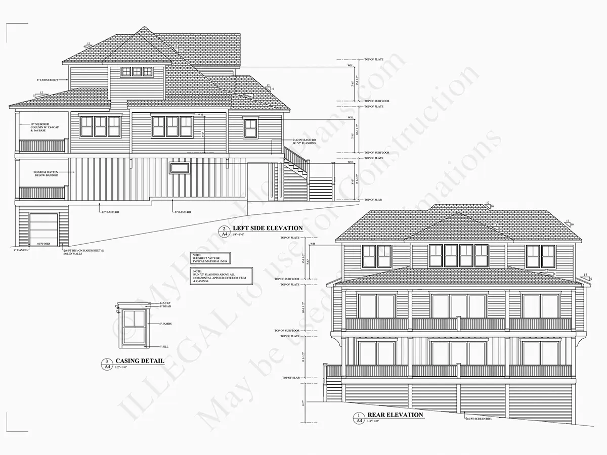 Fasadai 7 – Trijų aukštų namo projektas 434 m²: 4 Miegamieji, Darbo kambarys, 4 Vonios, Atvira virtuvė, Garažas — 92833R