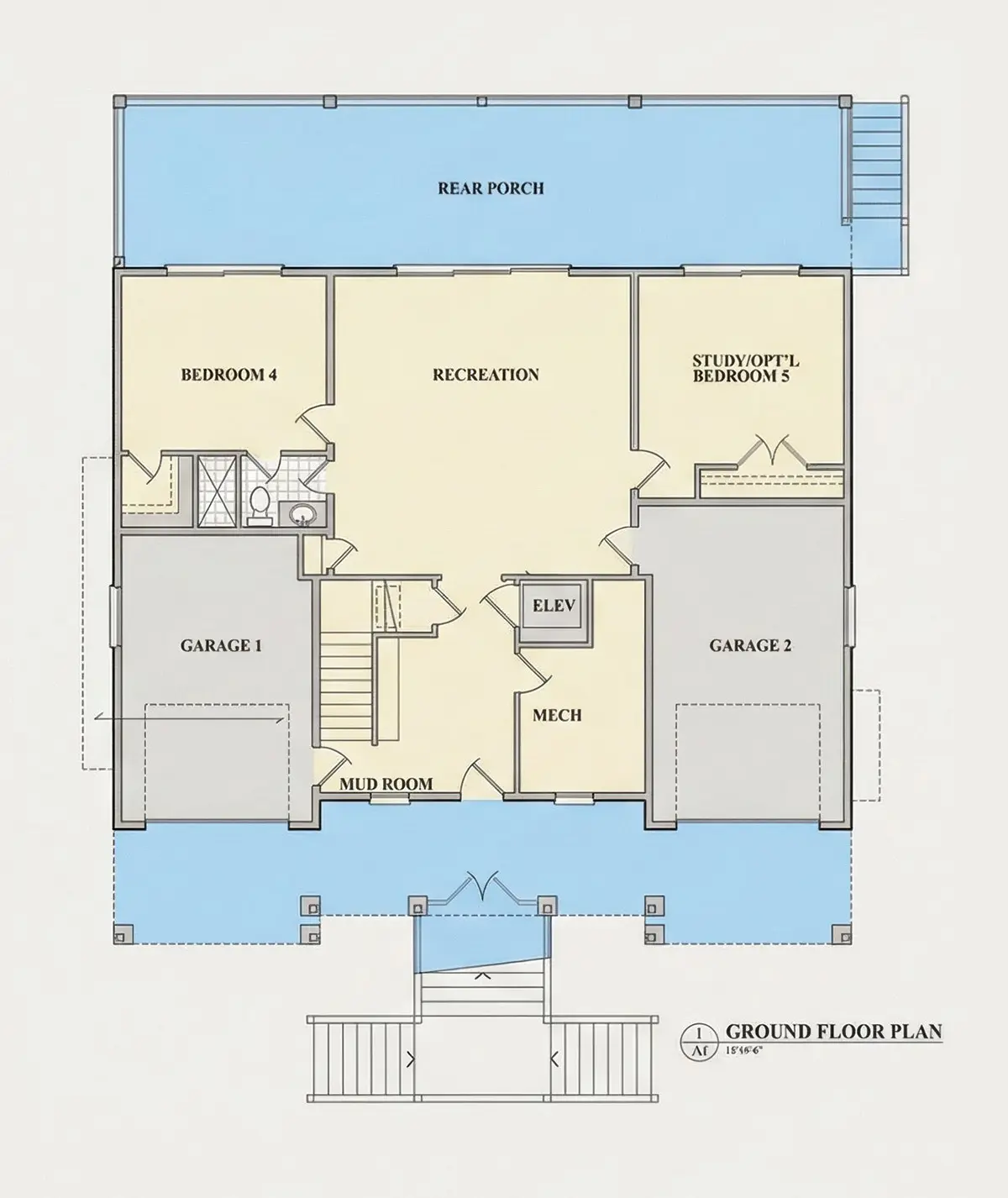 Rūsys 8 – Trijų aukštų namo projektas 434 m²: 4 Miegamieji, Darbo kambarys, 4 Vonios, Atvira virtuvė, Garažas — 92833R