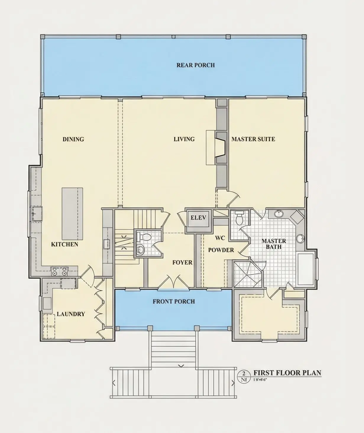 Pirmas Aukštas 9 – Trijų aukštų namo projektas 434 m²: 4 Miegamieji, Darbo kambarys, 4 Vonios, Atvira virtuvė, Garažas — 92833R