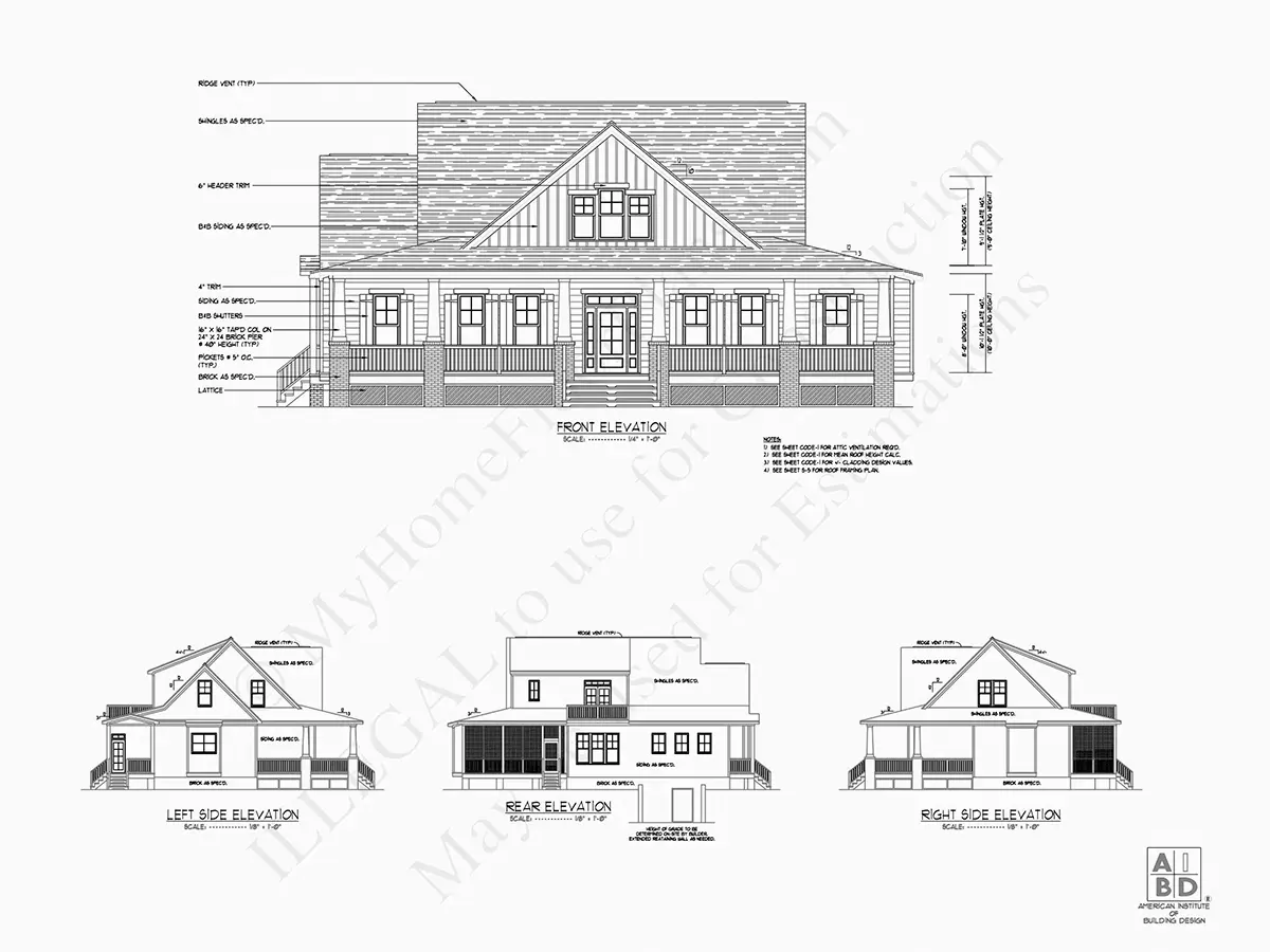 Fasadai 5 – Namo projektas su mansarda 233 m²: 3 Miegamieji, 3 Vonios, Atvira virtuvė, be Garažo — 78316R
