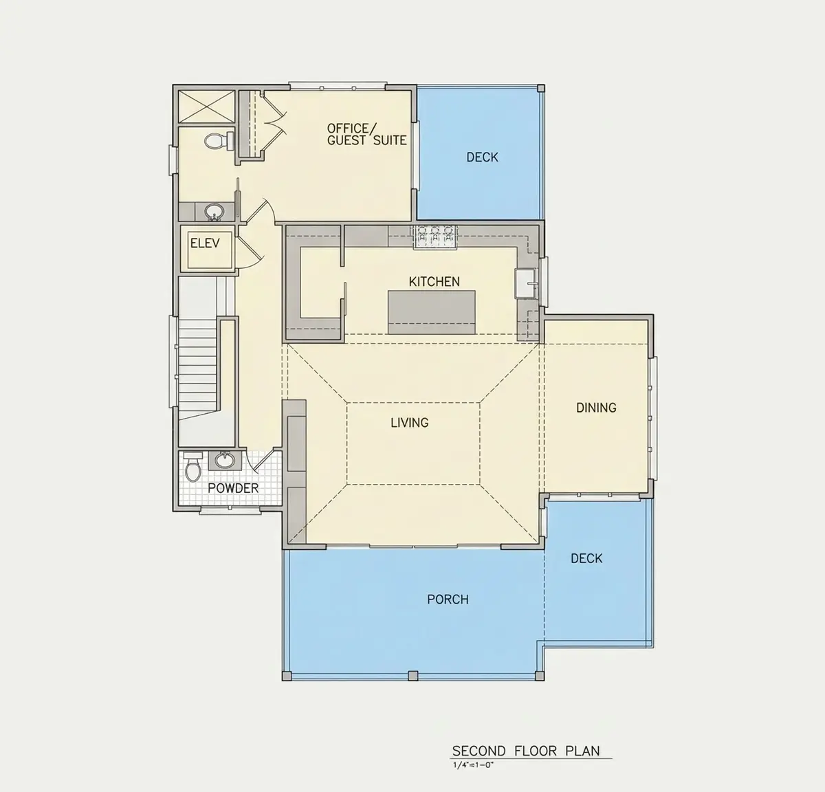 Antras Aukštas 11 – Trijų aukštų namo projektas 308 m²: 4 Miegamieji, 5 Vonios, Atvira virtuvė, Garažas — 90946R