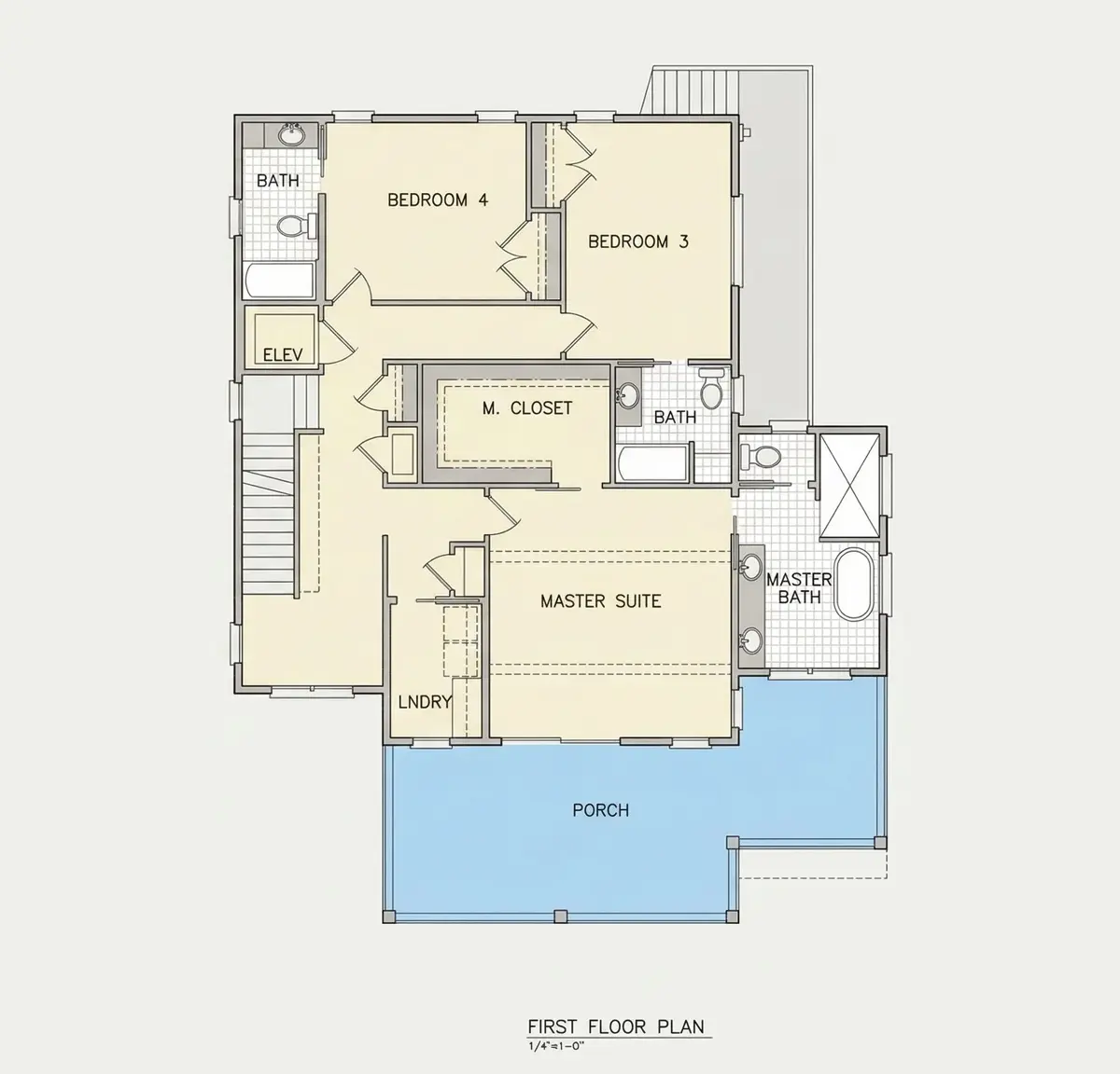 Pirmas Aukštas 10 – Trijų aukštų namo projektas 308 m²: 4 Miegamieji, 5 Vonios, Atvira virtuvė, Garažas — 90946R