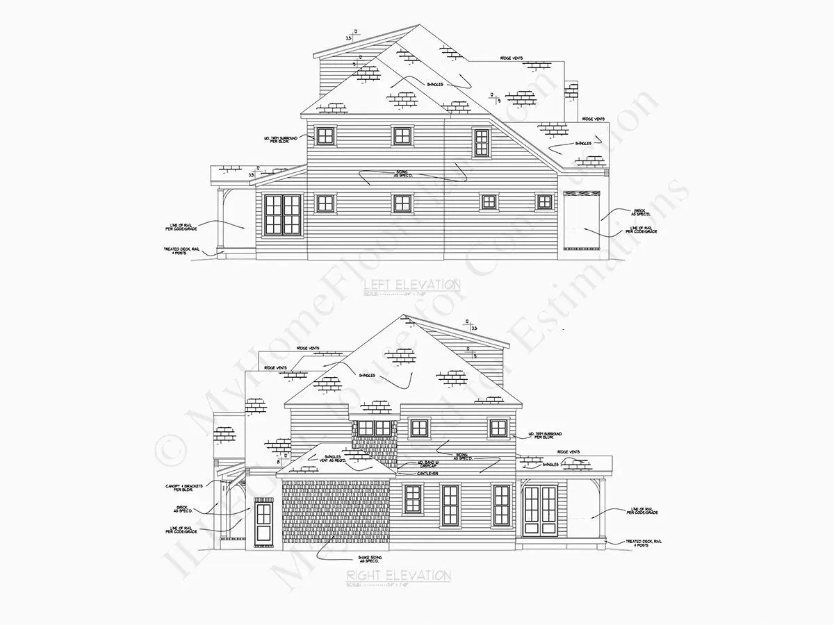 Fasadai 7 – Dviejų aukštų namo projektas 299 m²: 4 Miegamieji, 5 Vonios, Atvira virtuvė, Garažas — 29805R