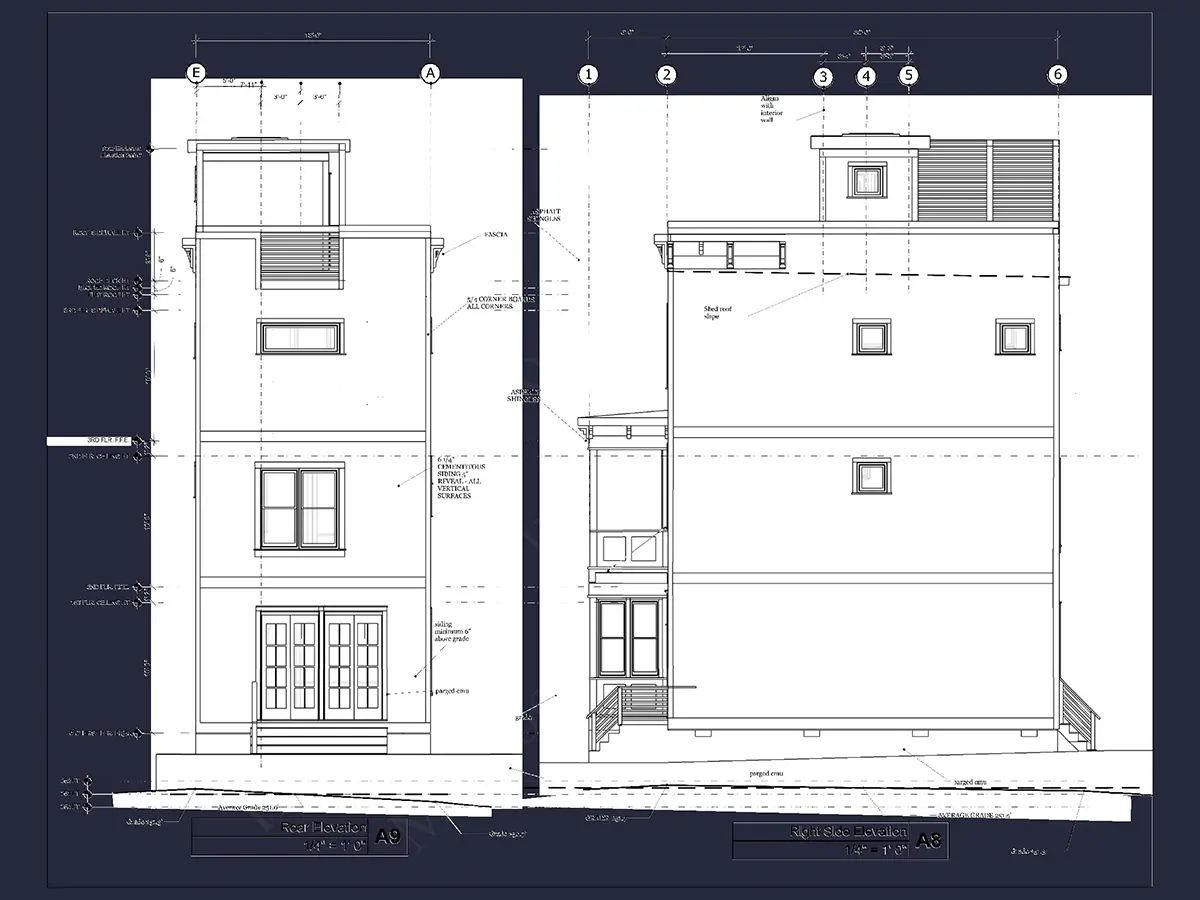 Fasadai 6 – Trijų aukštų namo projektas 158 m²: 3 Miegamieji, 3 Vonios, Atvira virtuvė, be Garažo — 46831R