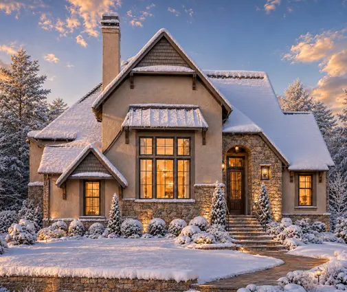 Miniatiūra 1 – Namo projektas su mansarda 176 m²: 3 Miegamieji, Darbo kambarys, 4 Vonios, Atvira virtuvė, Garažas — 91640R