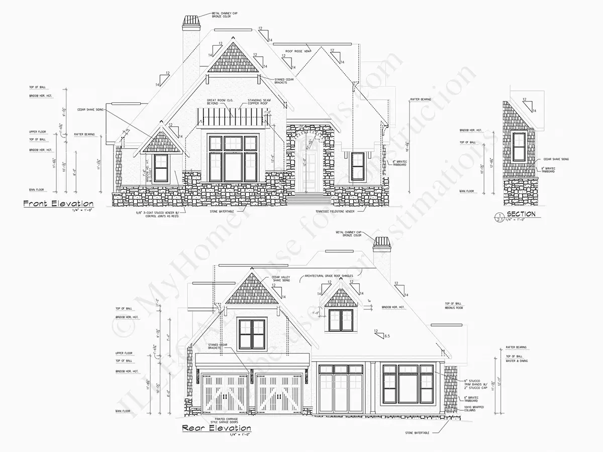 Fasadai 19 – Namo projektas su mansarda 176 m²: 3 Miegamieji, Darbo kambarys, 4 Vonios, Atvira virtuvė, Garažas — 91640R