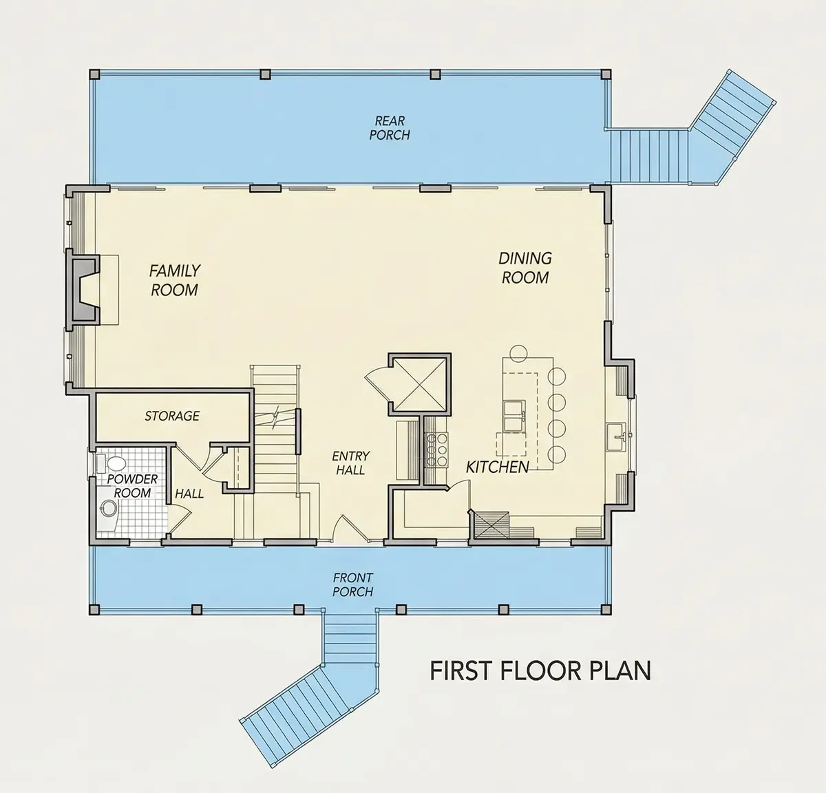 Pirmas Aukštas 25 – Trijų aukštų namo projektas 281 m²: 3 Miegamieji, 4 Vonios, Atvira virtuvė, Garažas — 89558R