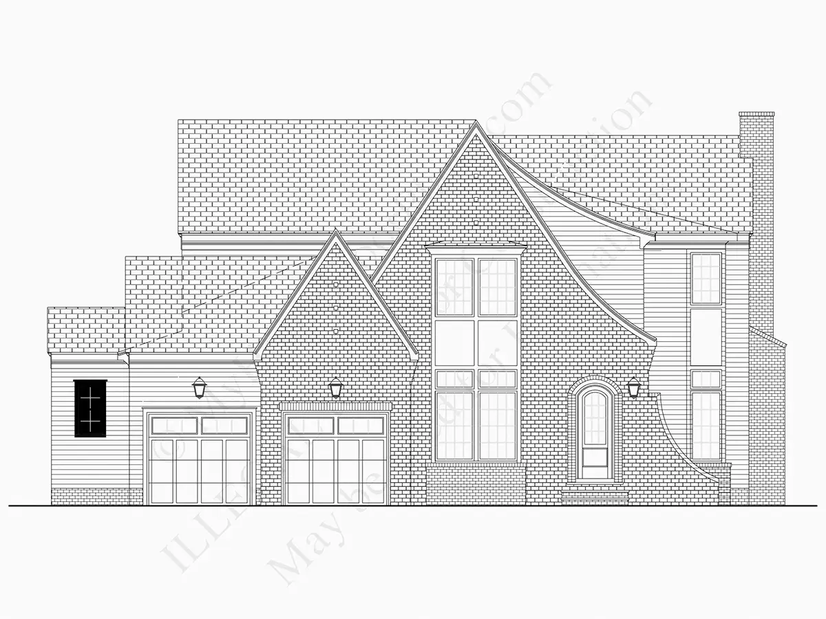 Fasadai 9 – Dviejų aukštų namo projektas 334 m²: 4 Miegamieji, Darbo kambarys, 5 Vonios, Atvira virtuvė, Garažas — 74831R