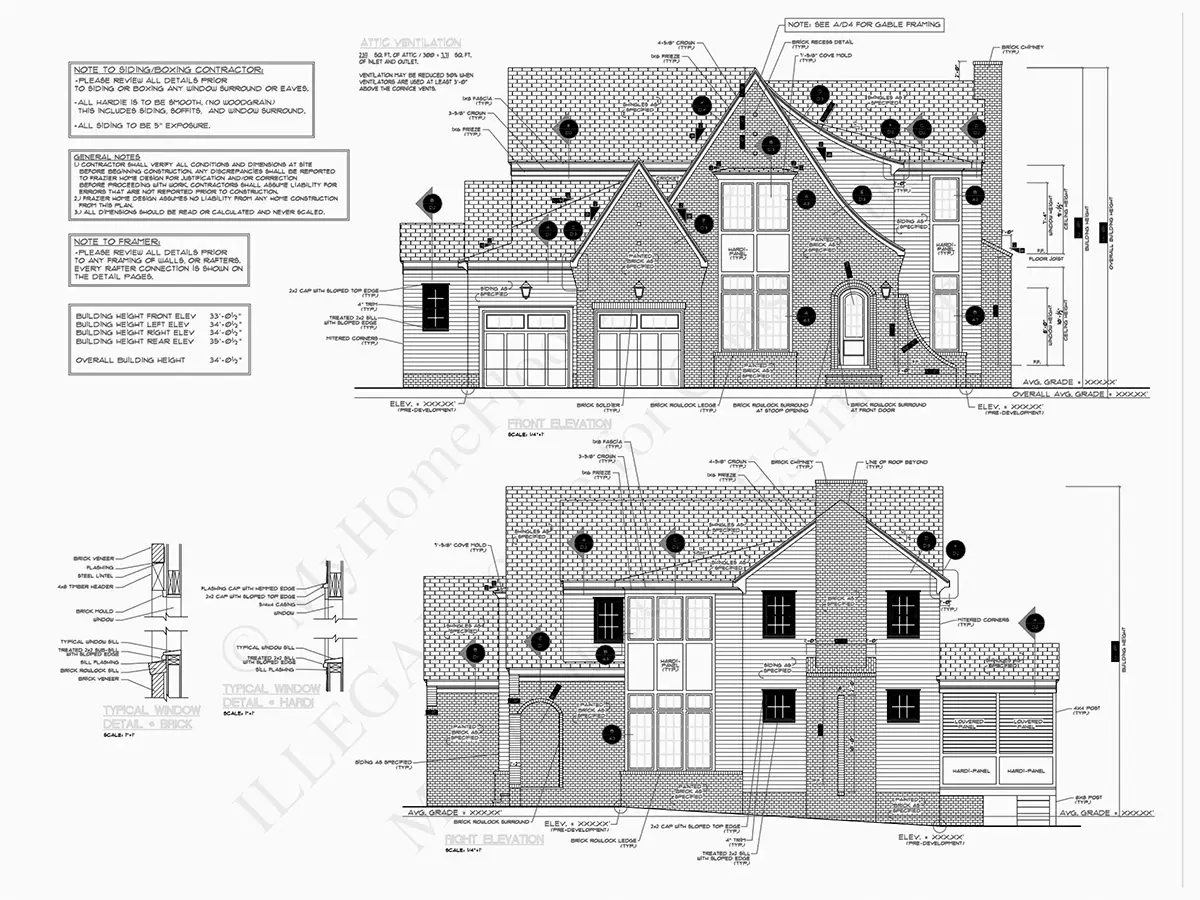 Fasadai 10 – Dviejų aukštų namo projektas 334 m²: 4 Miegamieji, Darbo kambarys, 5 Vonios, Atvira virtuvė, Garažas — 74831R