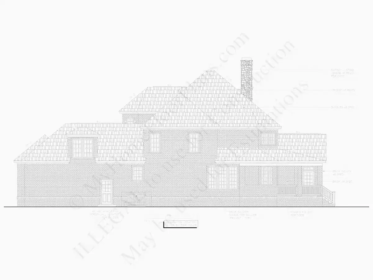 Fasadai 24 – Dviejų aukštų namo projektas 390 m²: 4 Miegamieji, Darbo kambarys, 5 Vonios, Atvira virtuvė, Garažas — 20933R