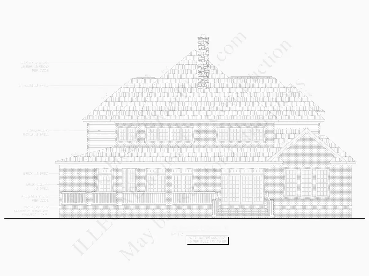 Fasadai 26 – Dviejų aukštų namo projektas 390 m²: 4 Miegamieji, Darbo kambarys, 5 Vonios, Atvira virtuvė, Garažas — 20933R