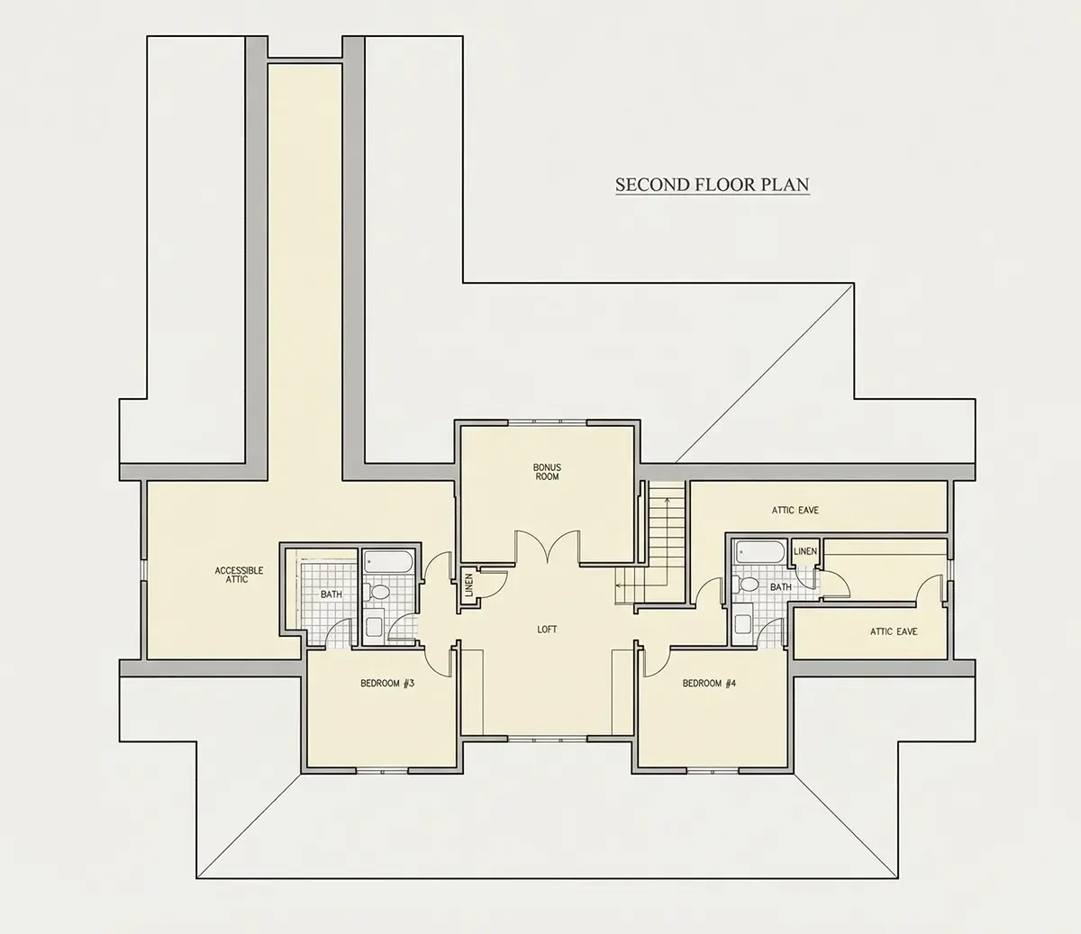 Antras Aukštas 22 – Namo projektas su mansarda 341 m²: 4 Miegamieji, Darbo kambarys, 5 Vonios, Atvira virtuvė, Garažas — 11321R