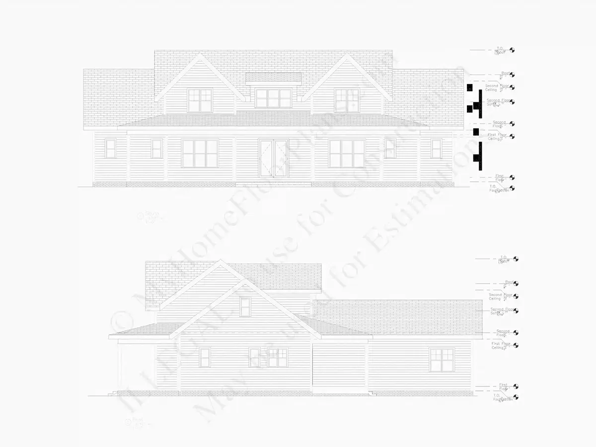 Fasadai 19 – Namo projektas su mansarda 341 m²: 4 Miegamieji, Darbo kambarys, 5 Vonios, Atvira virtuvė, Garažas — 11321R
