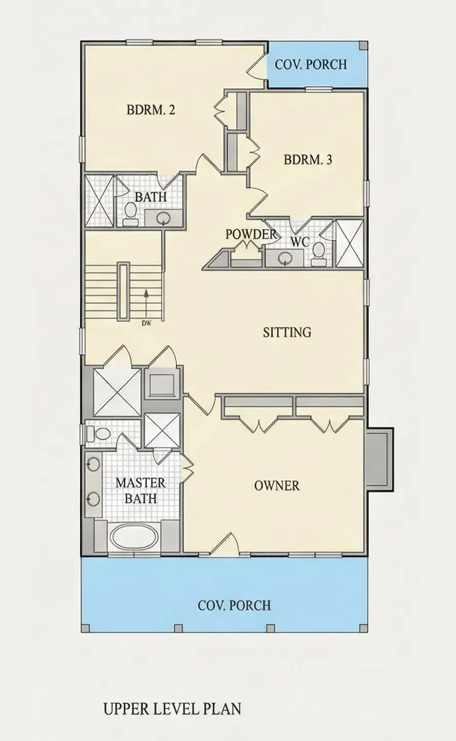 Antras Aukštas 12 – Trijų aukštų namo projektas 360 m²: 6 Miegamieji, 6 Vonios, Atvira virtuvė, Garažas — 57962R