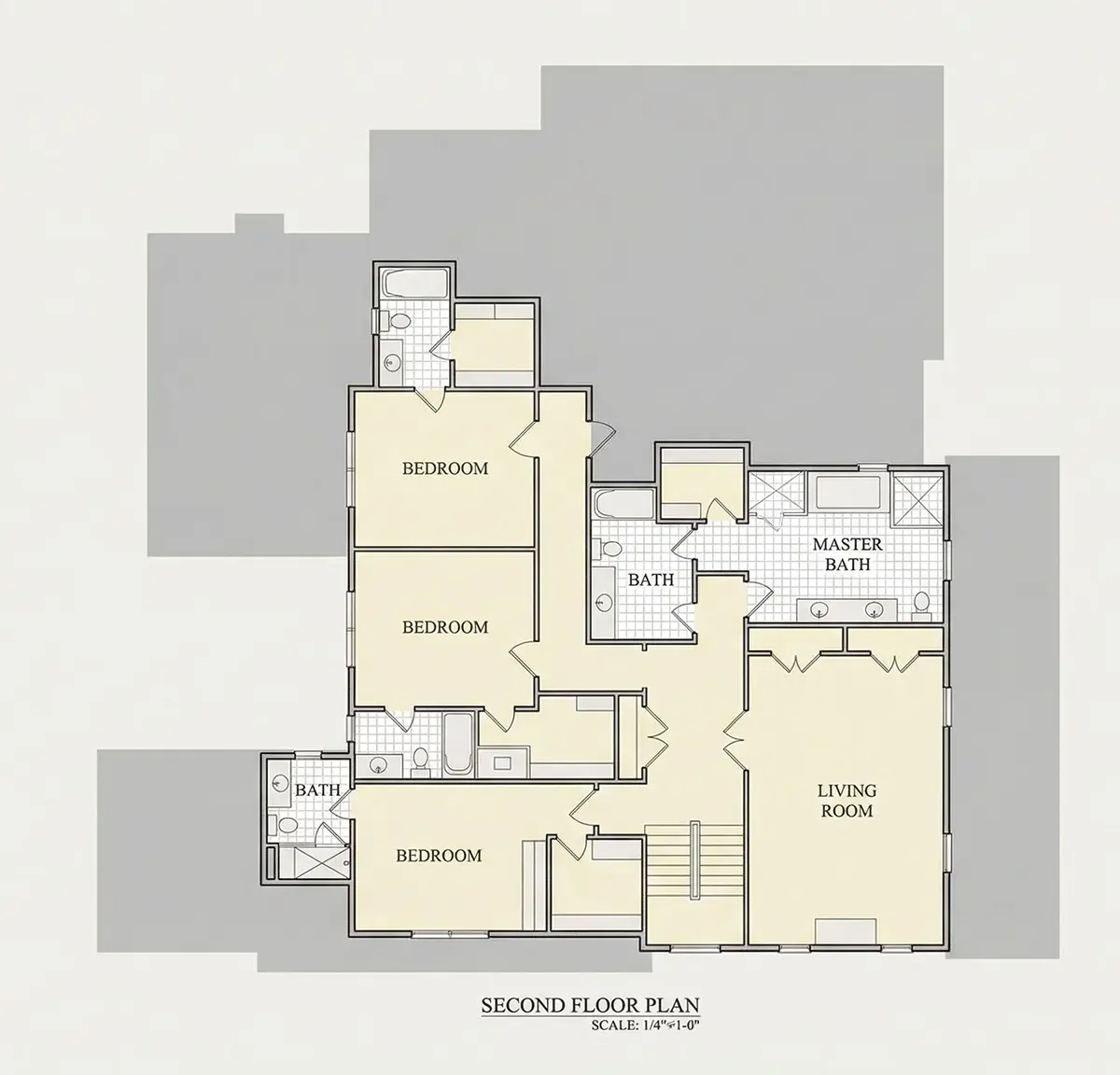 Antras Aukštas 11 – Dviejų aukštų namo projektas 565 m²: 6 Miegamieji, 7 Vonios, Garažas — 25088R