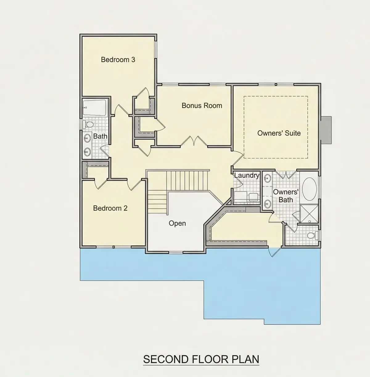 Antras Aukštas 26 – Dviejų aukštų namo projektas 247 m²: 3 Miegamieji, 3 Vonios, Atvira virtuvė, Garažas — 83552R