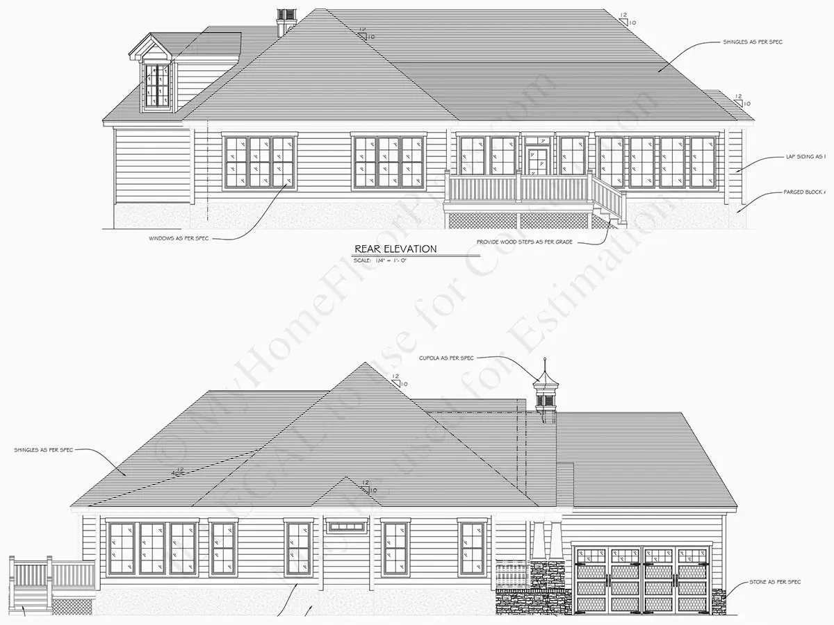 Fasadai 24 – Namo projektas su mansarda 351 m²: 3 Miegamieji, Darbo kambarys, 4 Vonios, Atvira virtuvė, Garažas — 29718R
