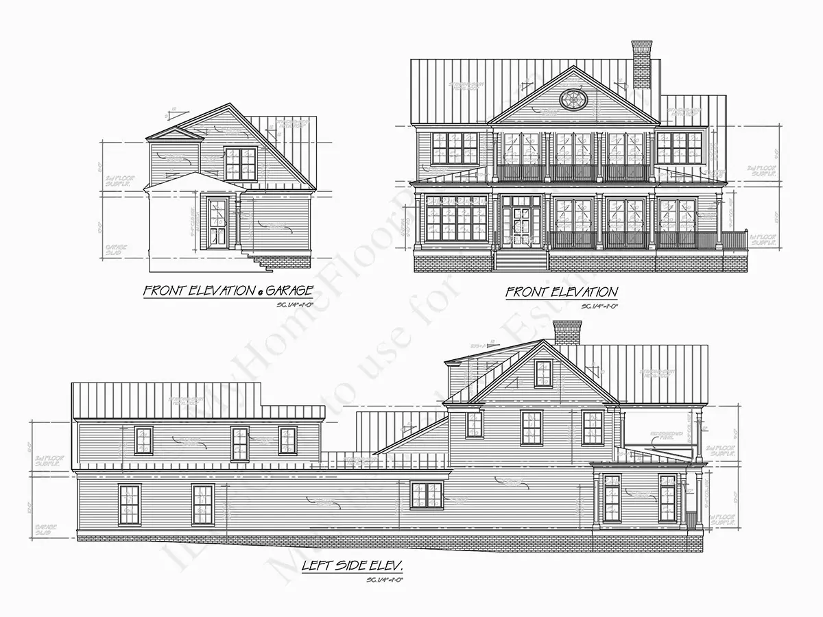 Fasadai 9 – Dviejų aukštų namo projektas 466 m²: 4 Miegamieji, Darbo kambarys, 6 Vonios, Atvira virtuvė, Garažas — 10656R