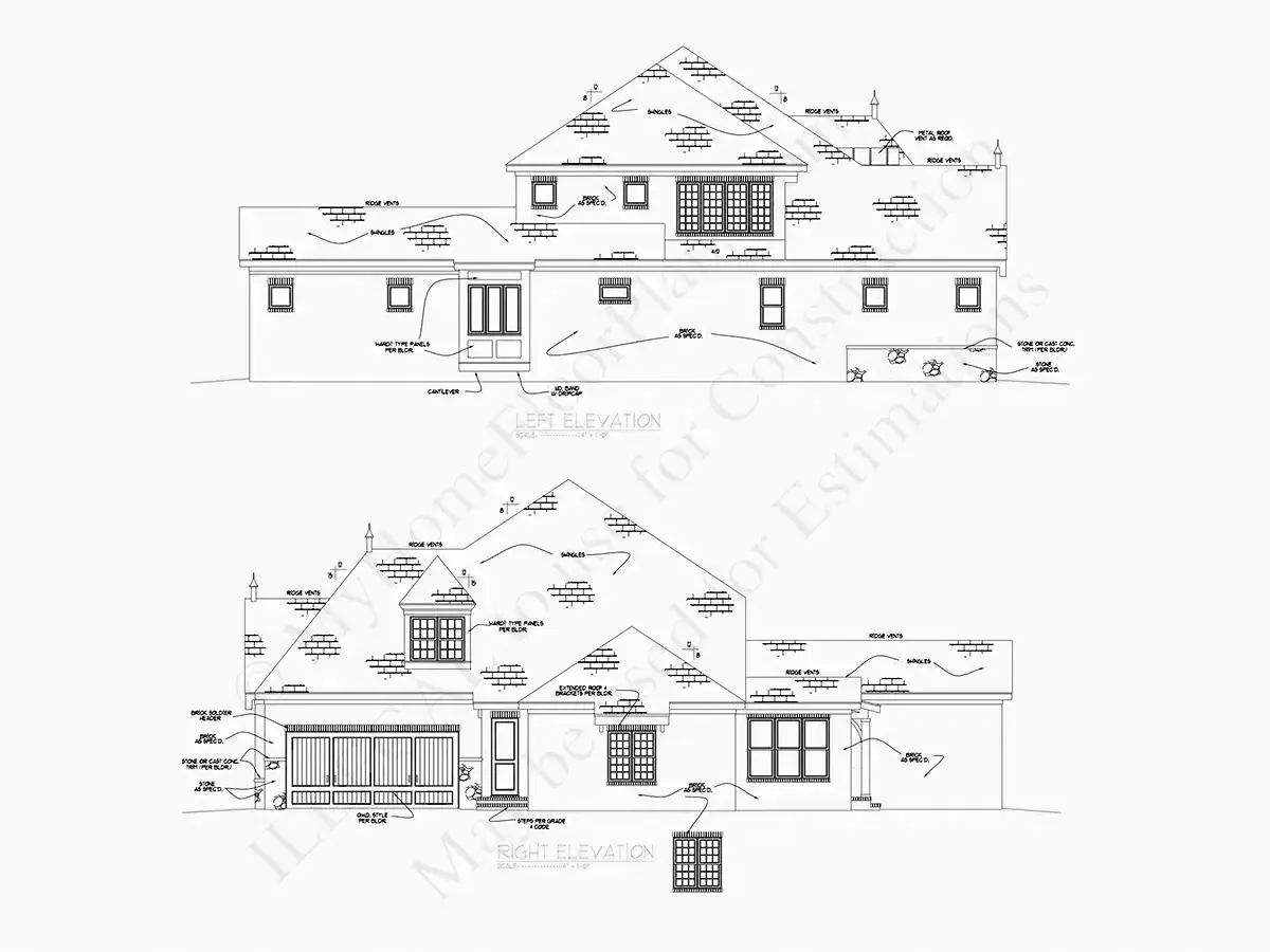 Fasadai 24 – Dviejų aukštų namo projektas 391 m²: 5 Miegamieji, 6 Vonios, Atvira virtuvė, Garažas — 11740R