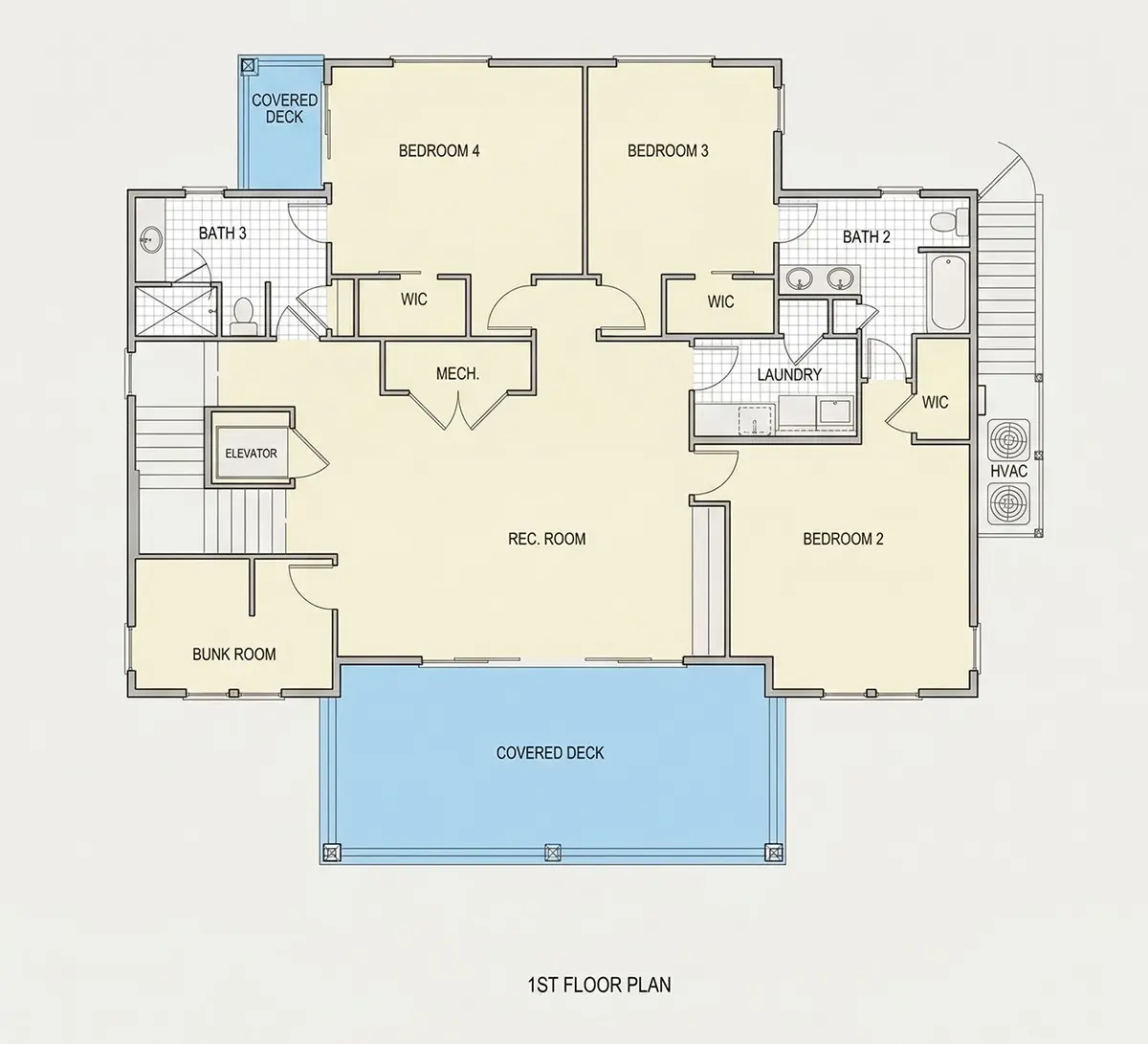 Pirmas Aukštas 10 – Trijų aukštų namo projektas 322 m²: 5 Miegamieji, 4 Vonios, Atvira virtuvė, Garažas — 63179R