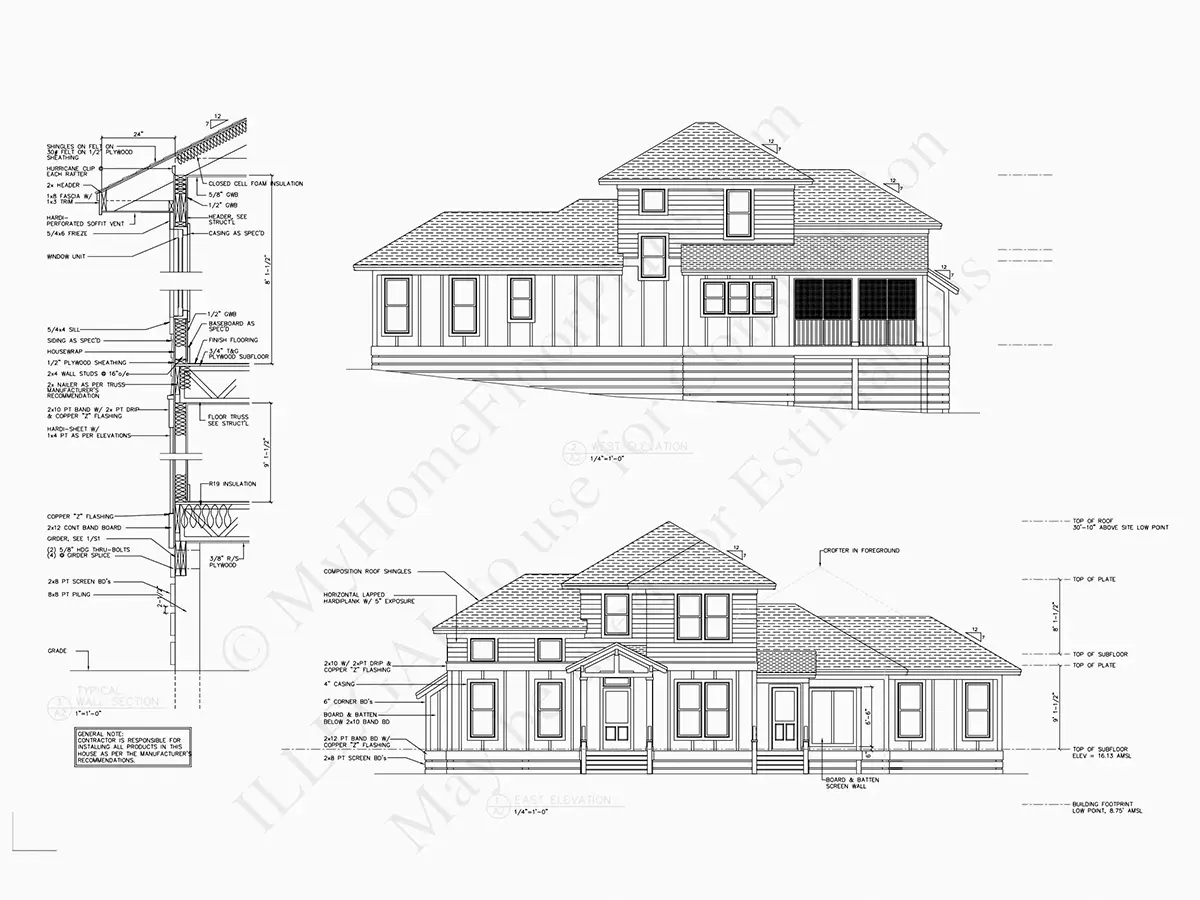 Fasadai 19 – Dviejų aukštų namo projektas 158 m²: 4 Miegamieji, Darbo kambarys, 4 Vonios, Atvira virtuvė, Garažas — 78159R