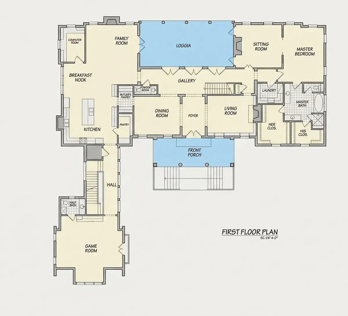 Pirmas Aukštas 10 – Namo projektas su mansarda + rūsiu 456 m²: 4 Miegamieji, 6 Vonios, Atvira virtuvė, Garažas — 81789R