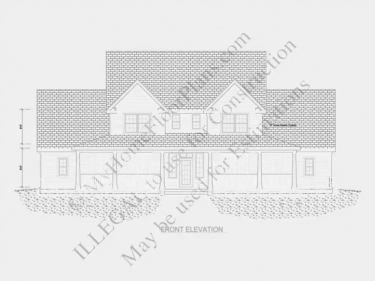 Fasadai 5 – Dviejų aukštų namo projektas 184 m²: 3 Miegamieji, Darbo kambarys, 4 Vonios, Atvira virtuvė, Garažas — 71974R