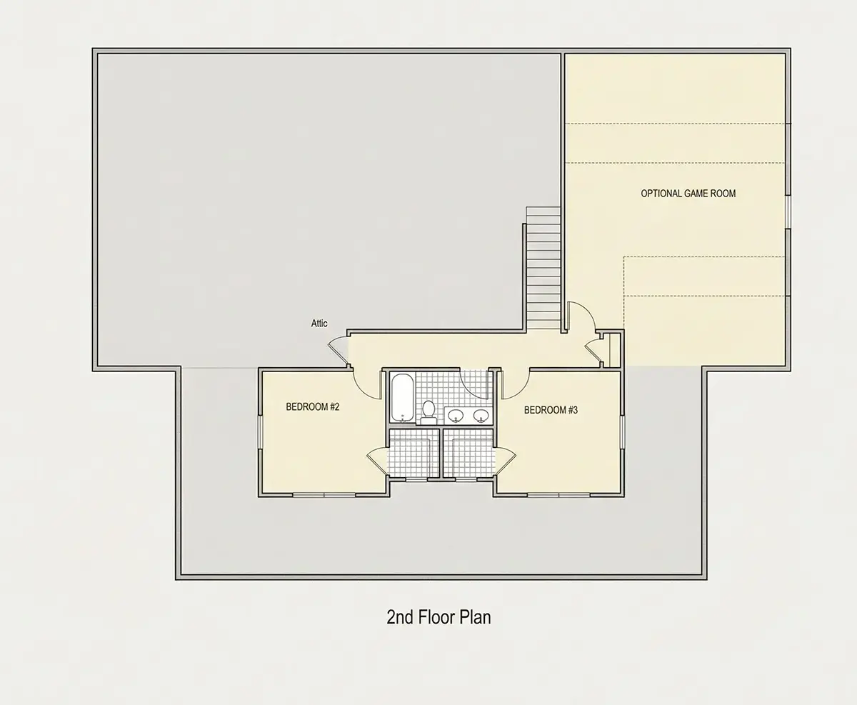 Antras Aukštas 10 – Dviejų aukštų namo projektas 184 m²: 3 Miegamieji, Darbo kambarys, 4 Vonios, Atvira virtuvė, Garažas — 71974R