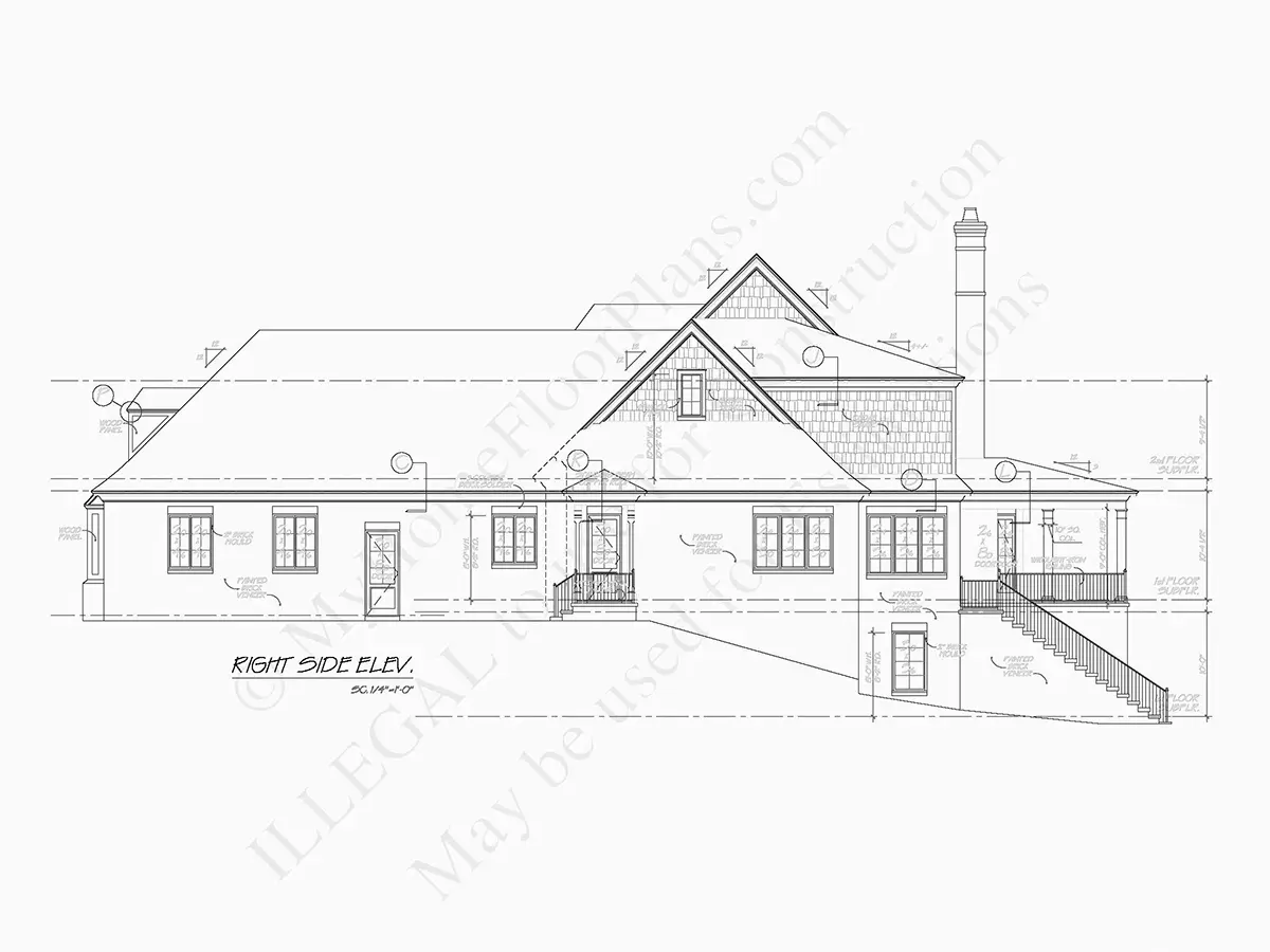 Fasadai 8 – Namo projektas su mansarda + rūsiu 422 m²: 3 Miegamieji, Darbo kambarys, 5 Vonios, Atvira virtuvė, Garažas — 77707R