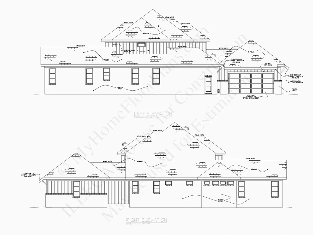 Fasadai 22 – Namo projektas su mansarda 399 m²: 5 Miegamieji, Darbo kambarys, 7 Vonios, Atvira virtuvė, Garažas — 33241R