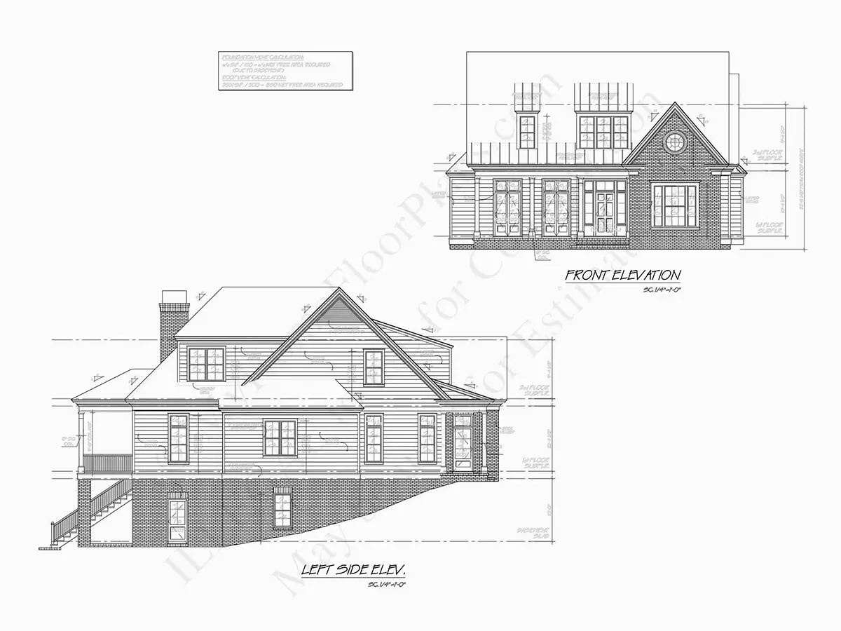 Fasadai 5 – Namo projektas su mansarda + rūsiu 295 m²: 4 Miegamieji, Darbo kambarys, 6 Vonios, Atvira virtuvė, Garažas — 70856R