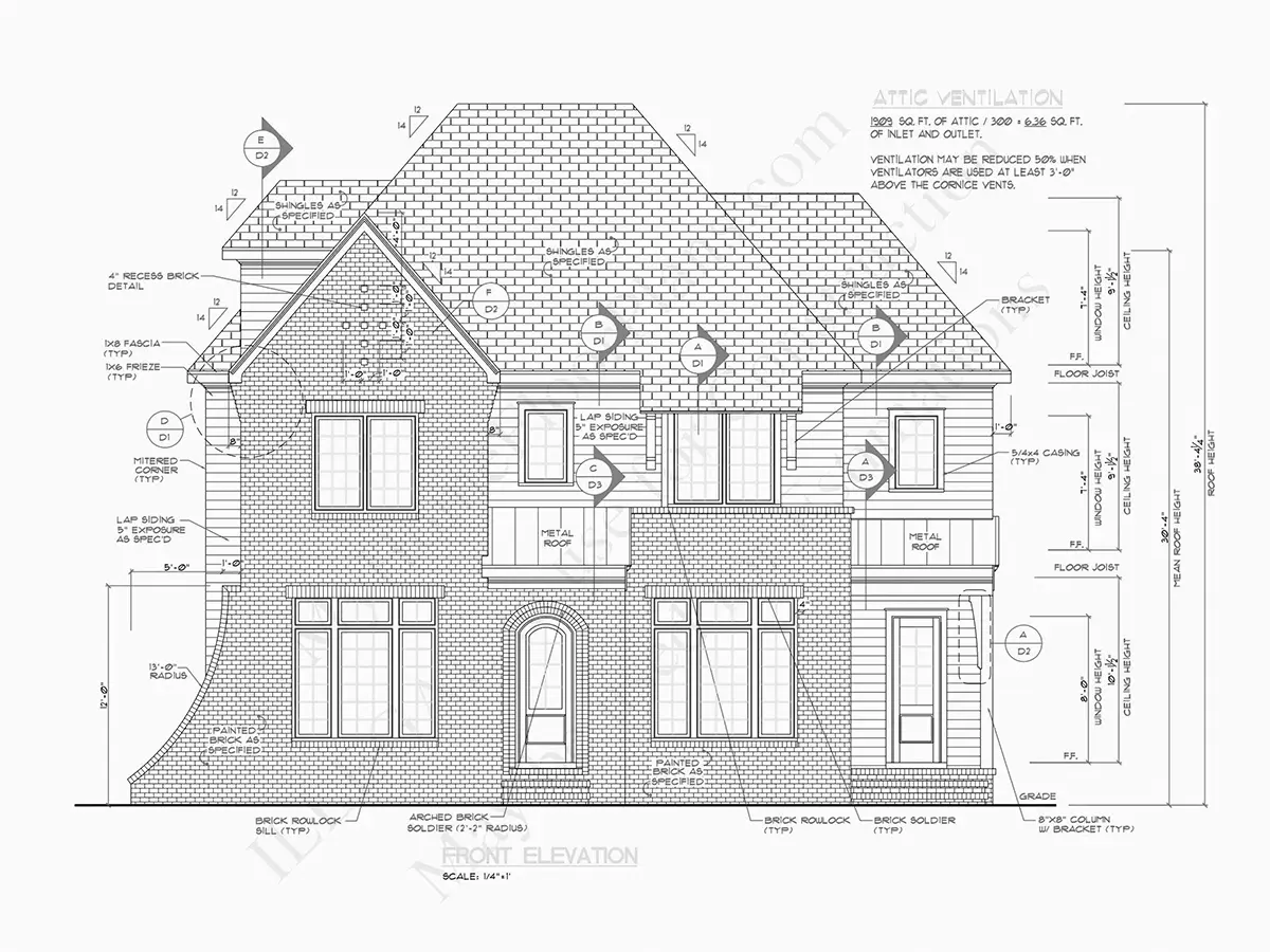 Fasadai 17 – Dviejų aukštų namo projektas 409 m², 5 Miegamieji — 30387R