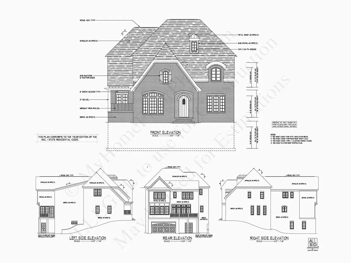 Fasadai 17 – Dviejų aukštų namo projektas 530 m², 5 Miegamieji — 26217R
