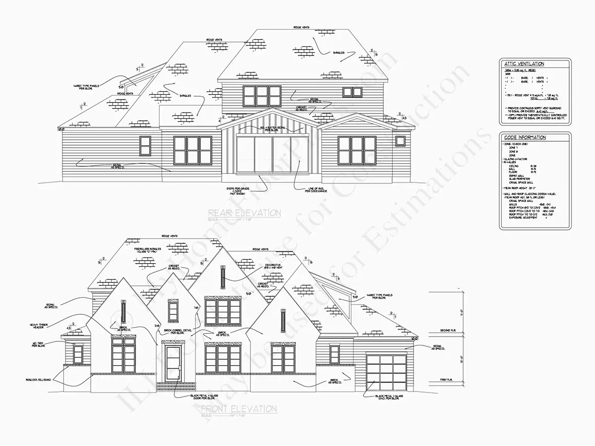 Fasadai 10 – Dviejų aukštų namo projektas 375 m², 4 Miegamieji — 32038R