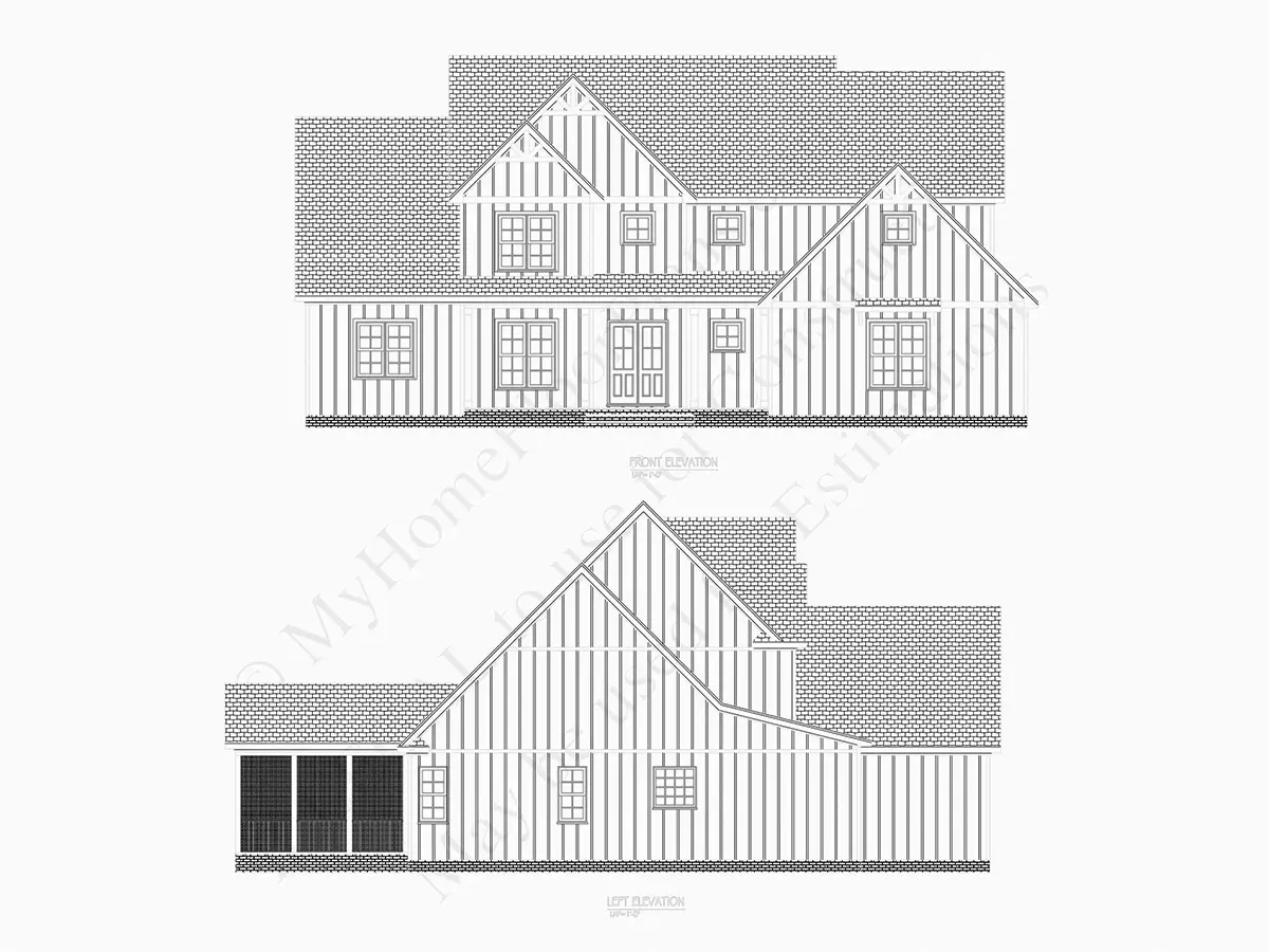 Fasadai 6 – Dviejų aukštų namo projektas 348 m², 4 Miegamieji — 82521R