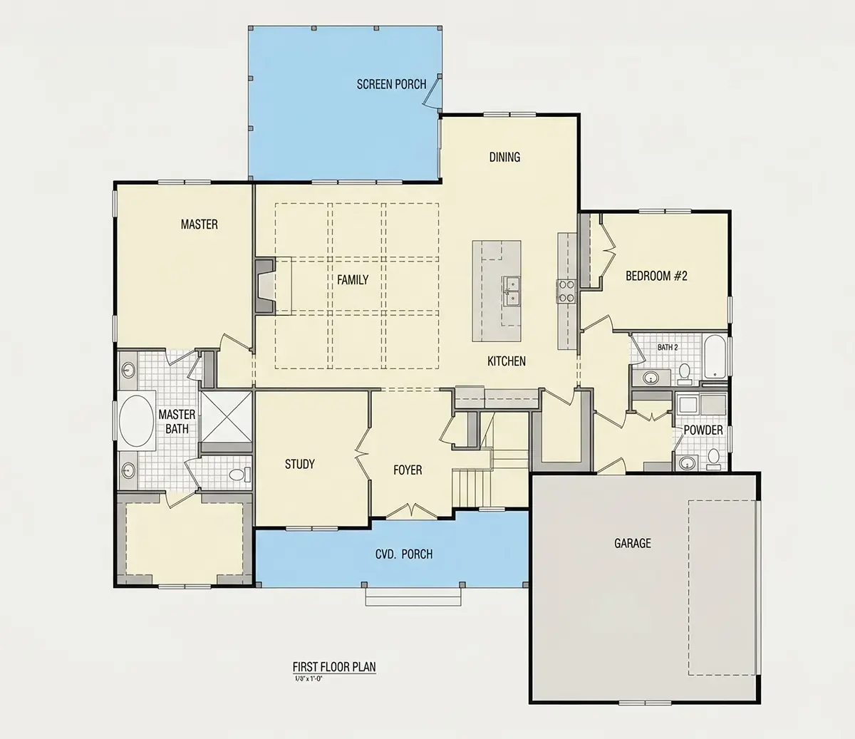 Pirmas Aukštas 8 – Dviejų aukštų namo projektas 348 m², 4 Miegamieji — 82521R