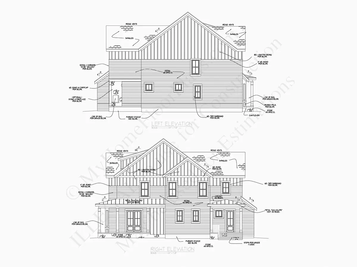 Fasadai 8 – Dviejų aukštų namo projektas 164 m²: 5 Miegamieji, 5 Vonios, Atvira virtuvė, be Garažo — 44546R