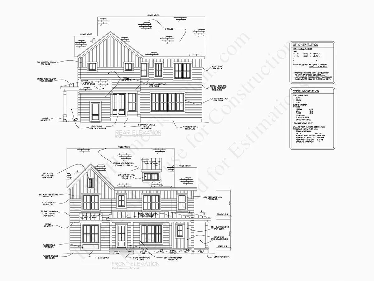 Fasadai 7 – Dviejų aukštų namo projektas 164 m²: 5 Miegamieji, 5 Vonios, Atvira virtuvė, be Garažo — 44546R