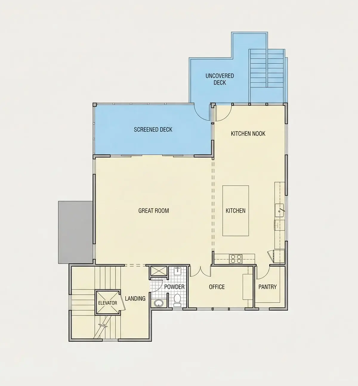 Pirmas Aukštas 25 – Trijų aukštų namo projektas 351 m², 5 Miegamieji — 70598R
