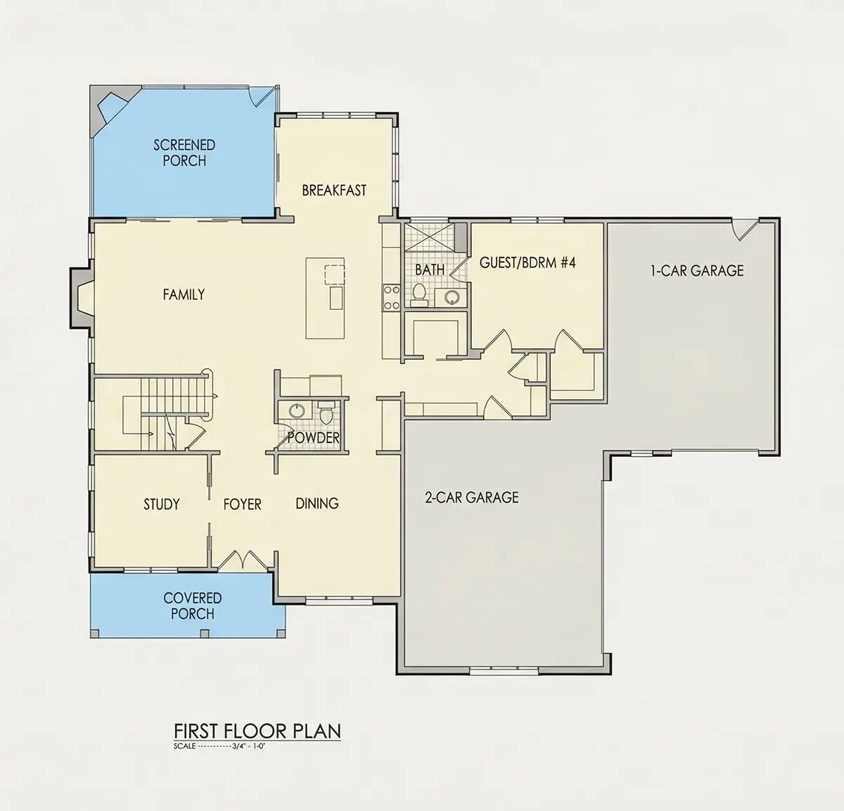 Pirmas Aukštas 22 – Dviejų aukštų namo projektas 372 m², 4 Miegamieji — 76809R