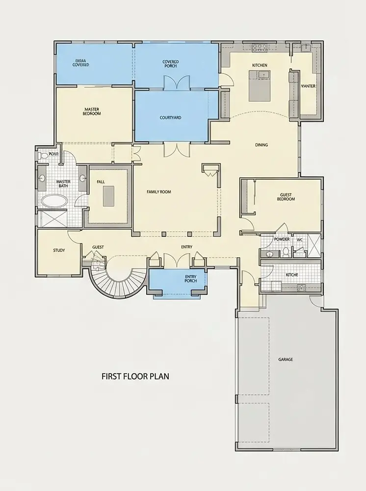 Pirmas Aukštas 12 – Dviejų aukštų namo projektas 448 m², 5 Miegamieji — 64737R