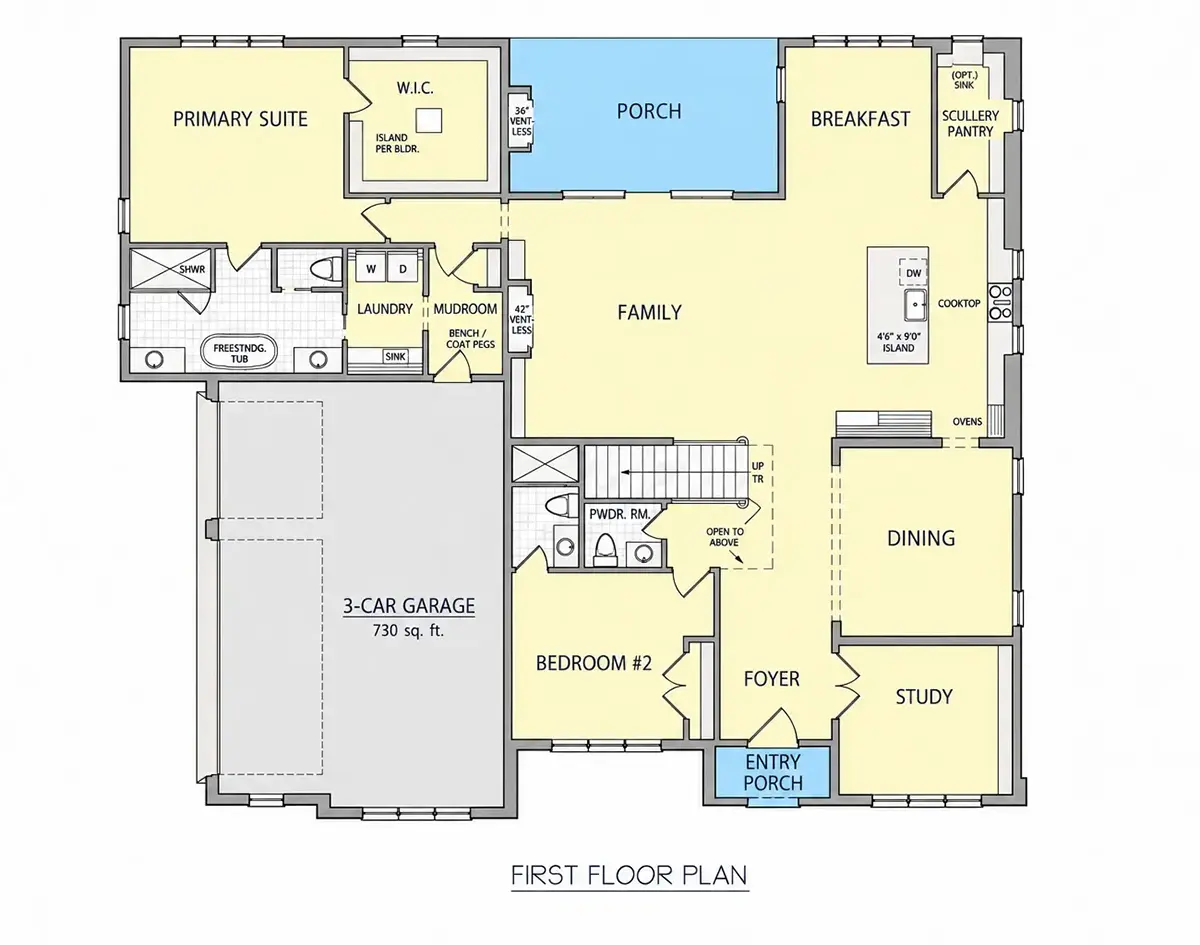 Pirmas Aukštas 25 – Dviejų aukštų namo projektas 384 m², 5 Miegamieji — 35974R