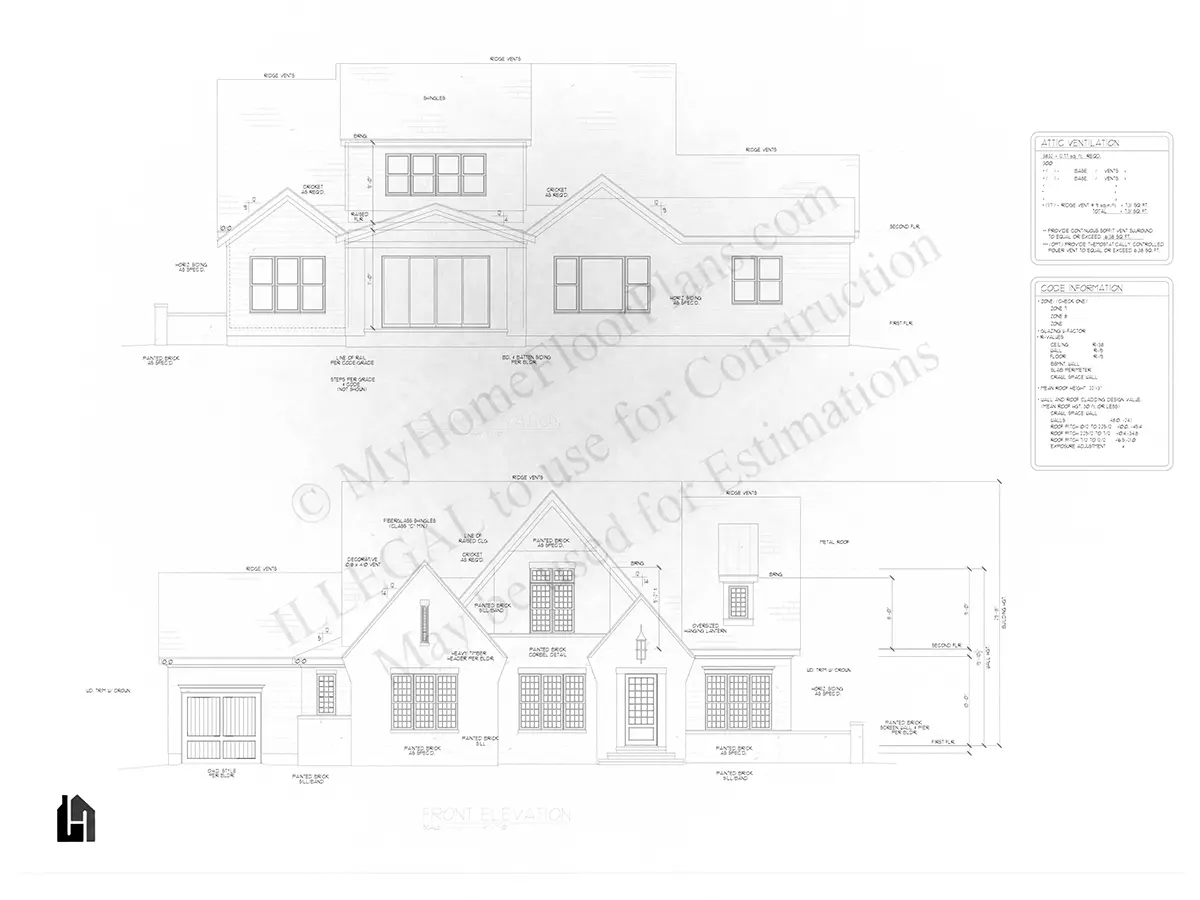 Fasadai 16 – Dviejų aukštų namo projektas 397 m², 4 Miegamieji — 38077R